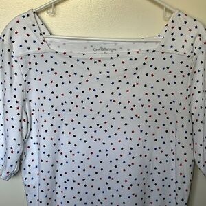 Red, white and blue star print tee